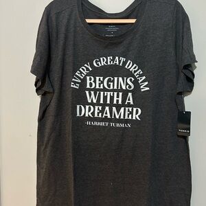 Torrid Womens‎ Graphic T-Shirt Gray Every Great Dream Size Slim Fit